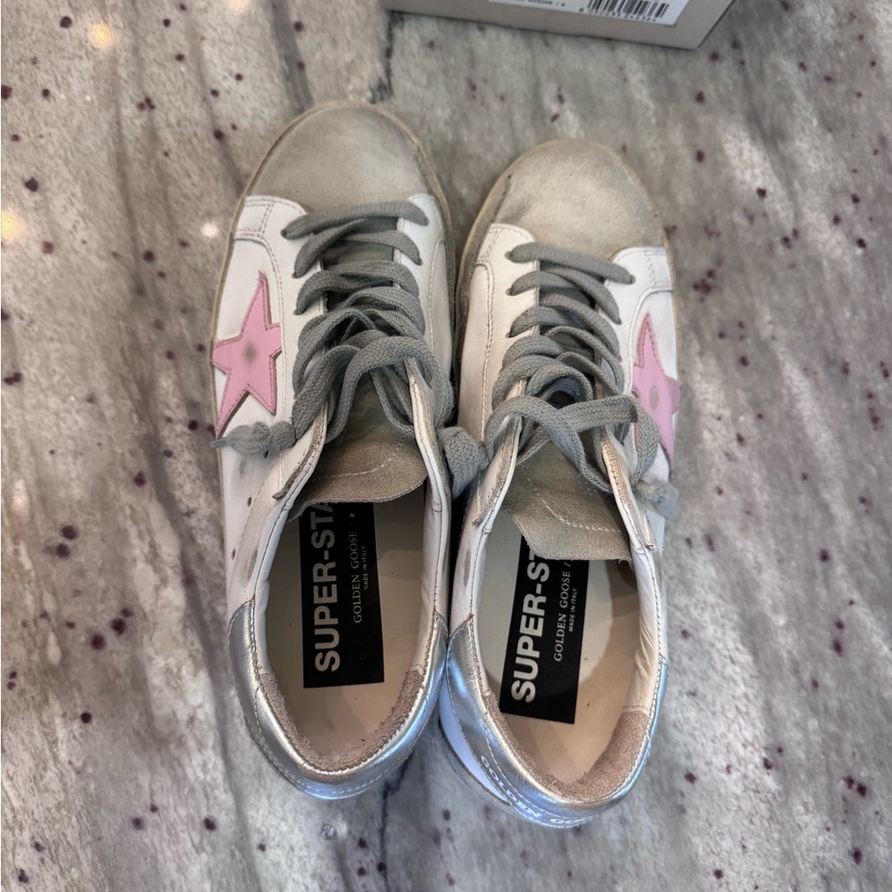GOLDEN GOOSE Super-star classic leather trainer with spur. star in pink 37 EUC - Picture 4 of 5